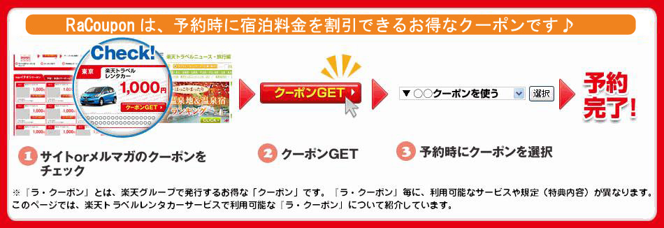 Racouponは、予約時に旅行代金がお得になるお得なクーポンです。