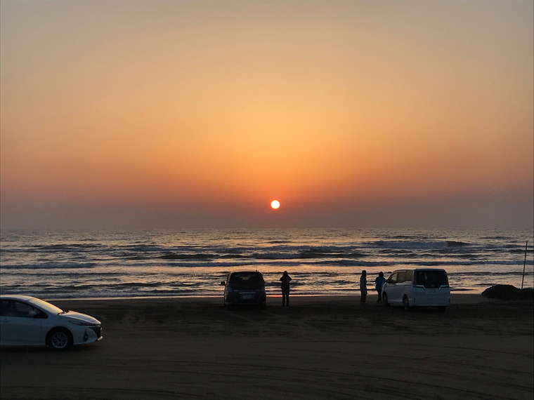 千里浜なぎさドライブウェイから見た夕焼け