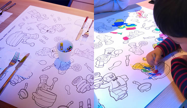 ランチョンマットは塗り絵になっている