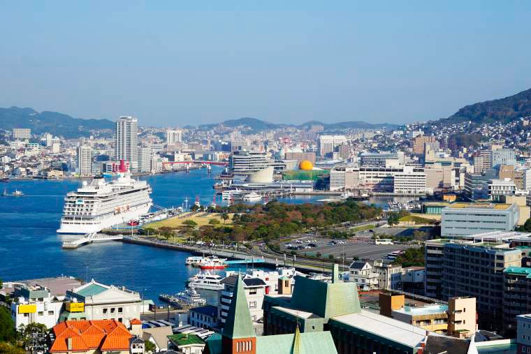 グラバースカイロードを昇ったところからの長崎の眺め