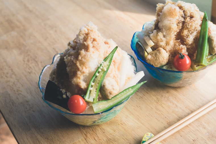 佐久島サクカフェ aohanaの冷やし中華と冷やしぶっかけそば