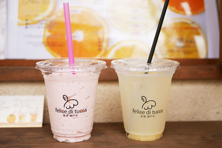 「フェリーチェディツッカ」の絞りたてフルーツジュース