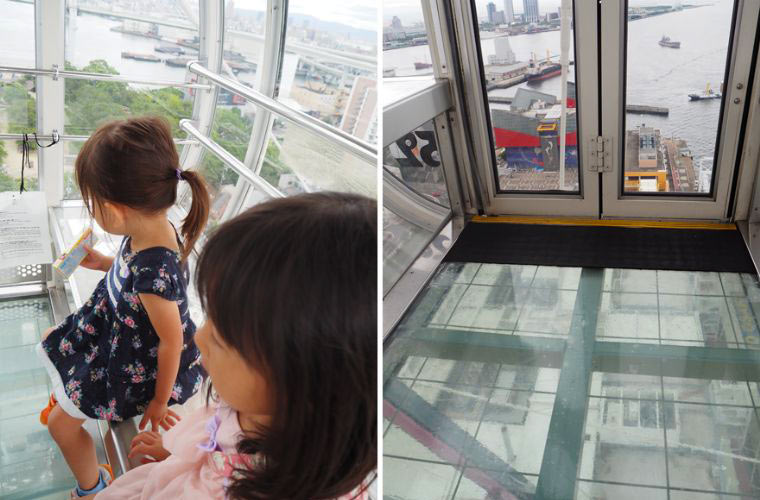 天保山大観覧車のシースルーゴンドラに搭乗