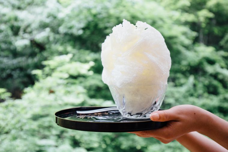 「月待の滝もみじ苑」天然かき氷