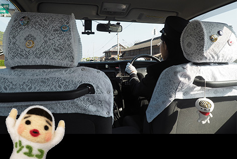 うどんタクシー車内