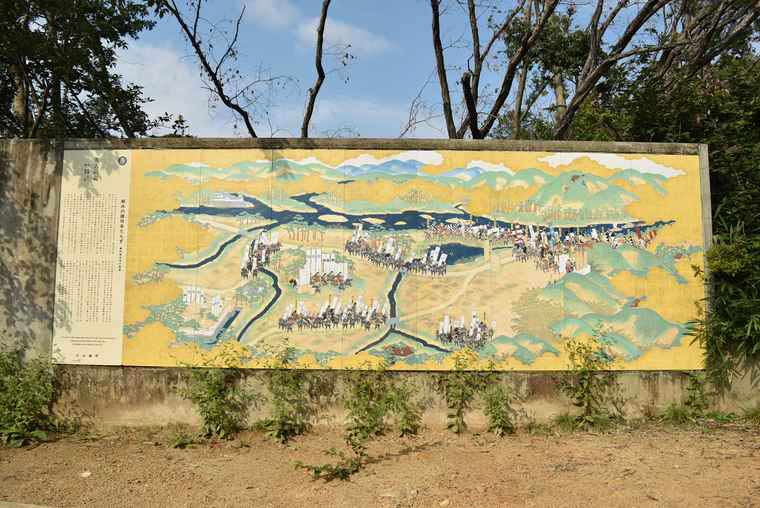 羽柴秀吉の天下取りの物語が描かれた陶板画