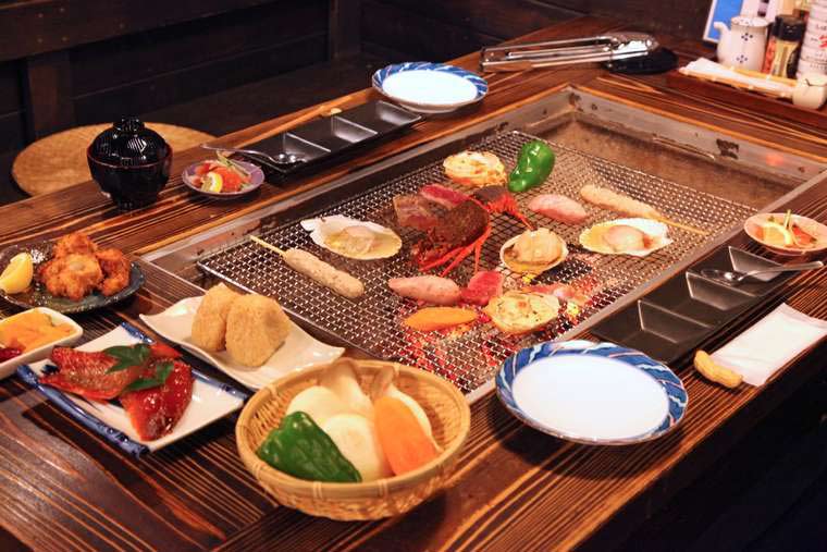 千葉　鹿の音がこだまする御宿 離れ 花山水　夕食　炉端焼き