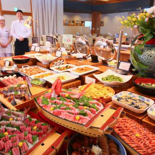 大江戸温泉物語　熱海温泉　あたみ 夕食バイキング例