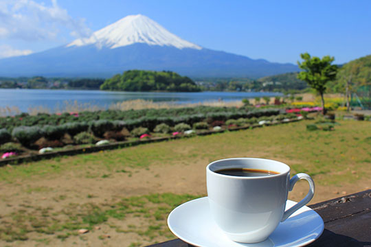 河口湖 湖畔のカフェ
