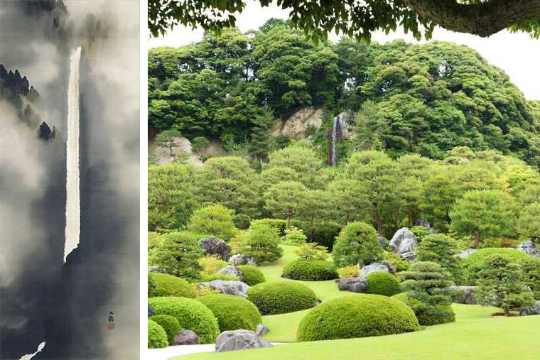 足立美術館の「亀鶴の滝」