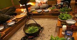 いろりで鴨だしスープの春野菜しゃぶしゃぶ