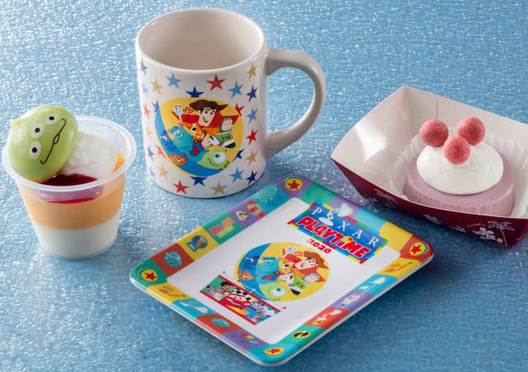 オレンジ＆ホワイトチョコムース、スーベニアカップ付き　ブルーベリーチーズケーキ、スーベニアプレート付き