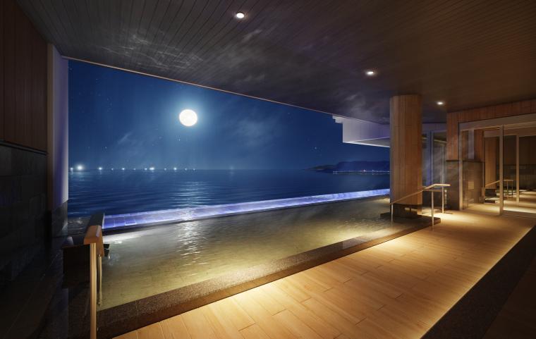 月見酒とともに楽しむ12Fのインフィニティ風呂