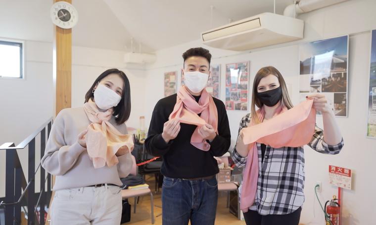 庄内町発祥の草木染めで染め上げるマイストール作り体験