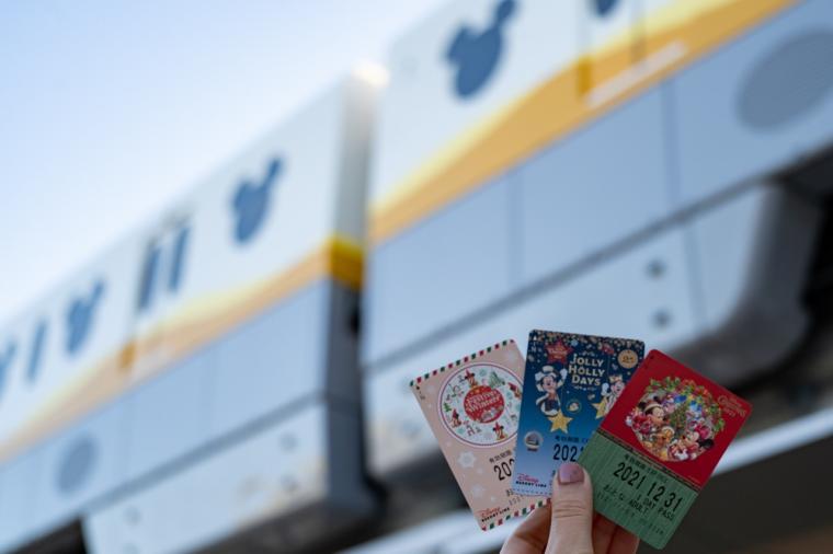東京ディズニーシー　クリスマス　ディズニーリゾートラインのフリーきっぷもクリスマス仕様に