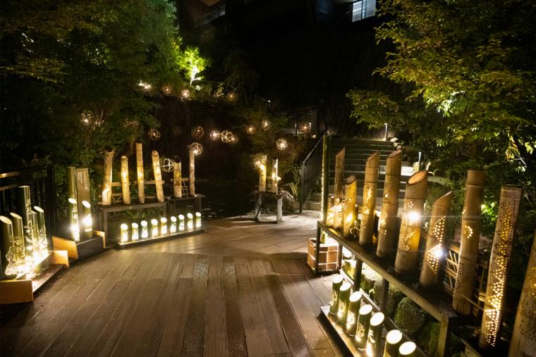 渓谷庭園のライトアップ