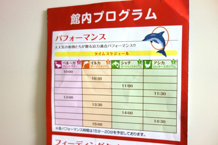 鴨川シーワールドの館内プログラム