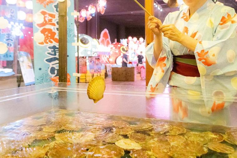 星野リゾート青森屋 ホタテ釣り