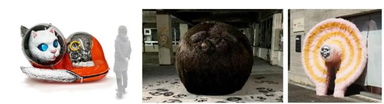 左「SHIP’S CAT（Mofumofu22）」中「ケダマ（チョコボール）」右「ホッグ」