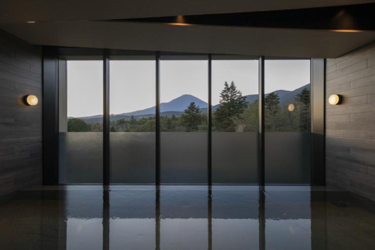 内湯からの富士山は圧巻の眺め