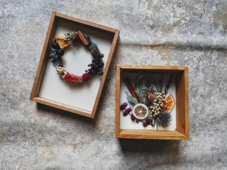 サステナブルフラワーを使い、キャンドルやフラワーボックス作りを体験できます