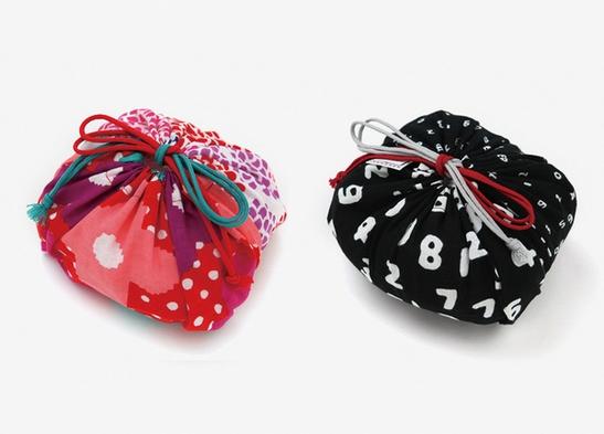 宿泊プランの特典の一例、「おむすび巾着」。「SOU・SOU」の人気アイテムのひとつです