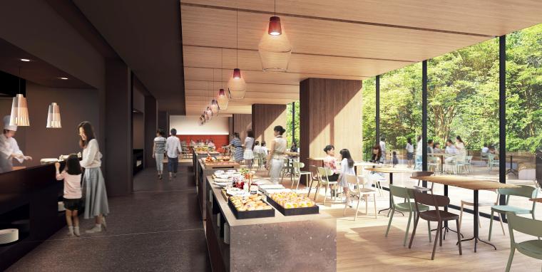 庭園に面した解放感あふれるビュッフェレストラン