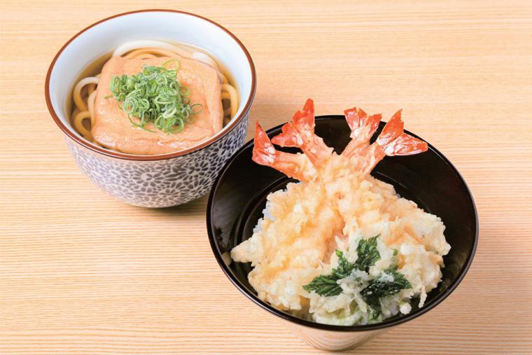 伊丹空港 美々卯 空味 海老天丼&うどんセット