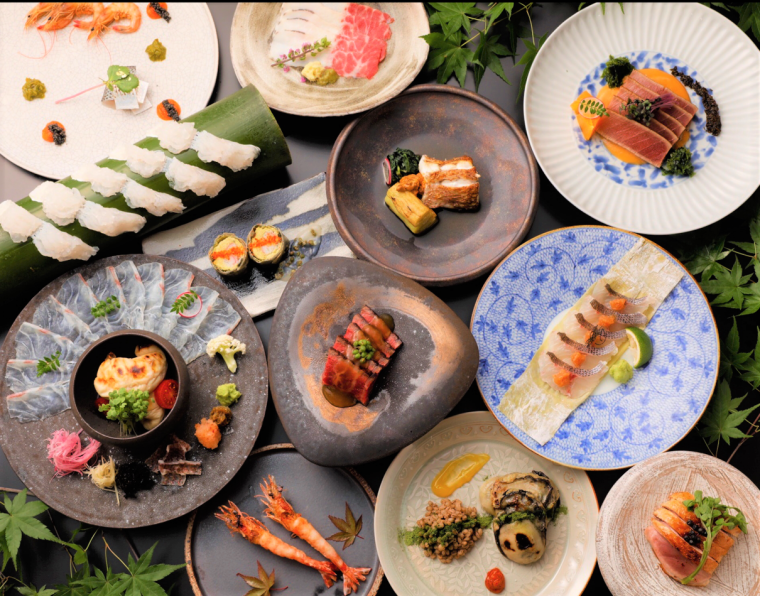 プリフィックススタイルで提供される夕食会席料理