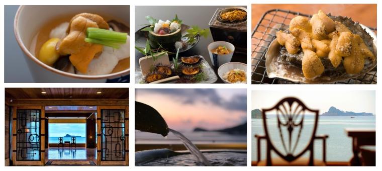 数々のウニ料理が並ぶ夕食と「壱岐リトリート 海里村上 by 温故知新」