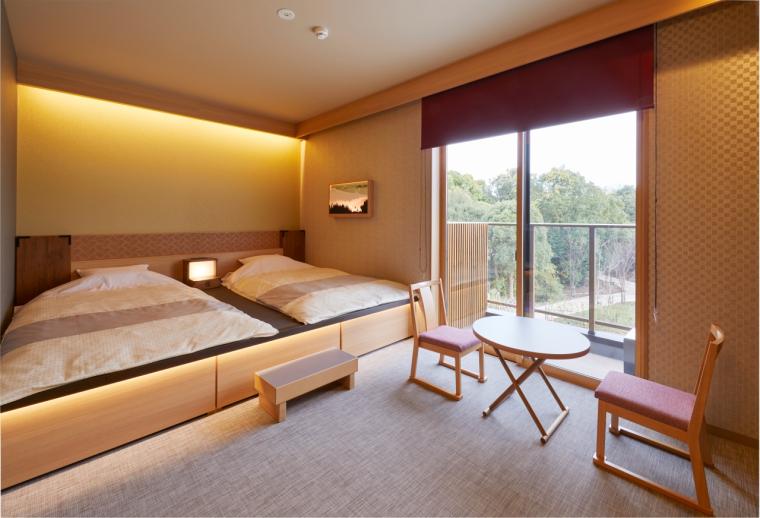 落ち着いたトーンにデザインされたオフィシャルホテル唯一の和室