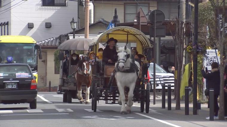 湯布院名物「辻馬車」　新しい車両にリニューアル　ポーランド製で木目調の２台お披露目　大分