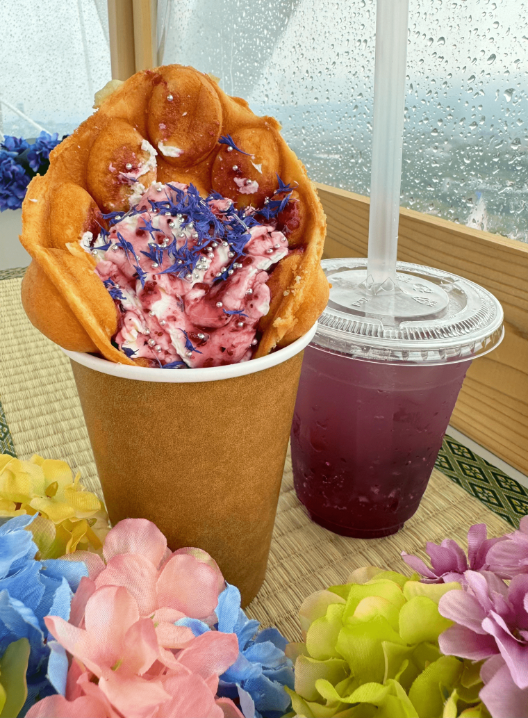 オオサカホイール「あじさい観覧車」あじさいドリンク＆ワッフル