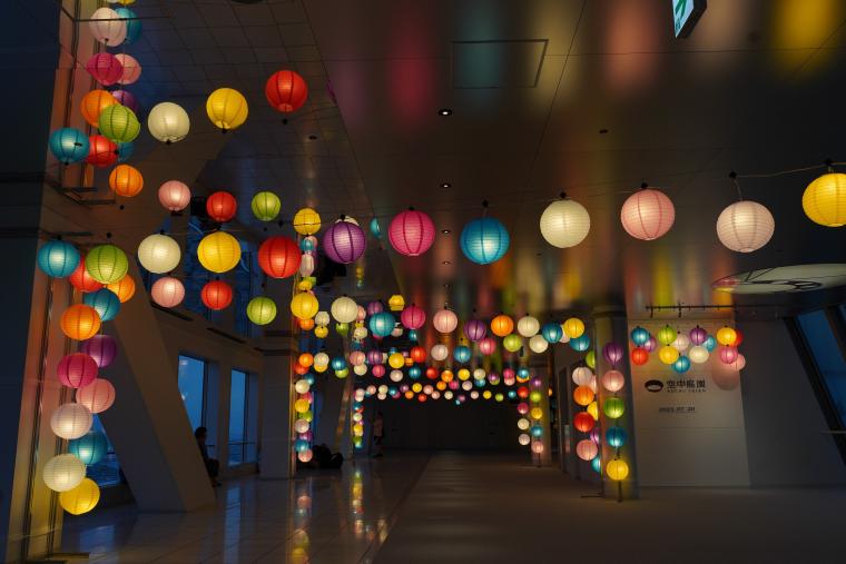 「雲の上のランタンまつり」ランタンのライトアップ