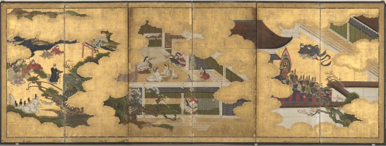 大徳寺『源氏物語図屏風』（左）