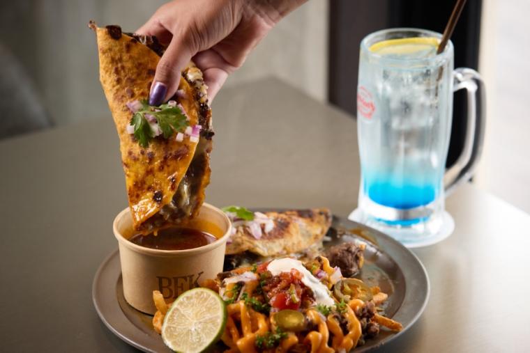 Blue Entrance Kitchen