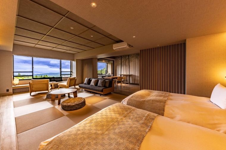 「AUBEGIO霧島観光ホテル」プレミアム露天風呂付和洋室