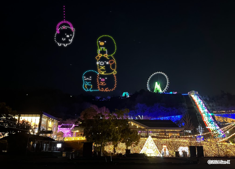 「さがみ湖イルミリオン」すみっコぐらし・ドローンショー