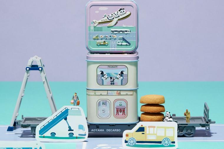 青山デカーボ パンダ飛行機缶