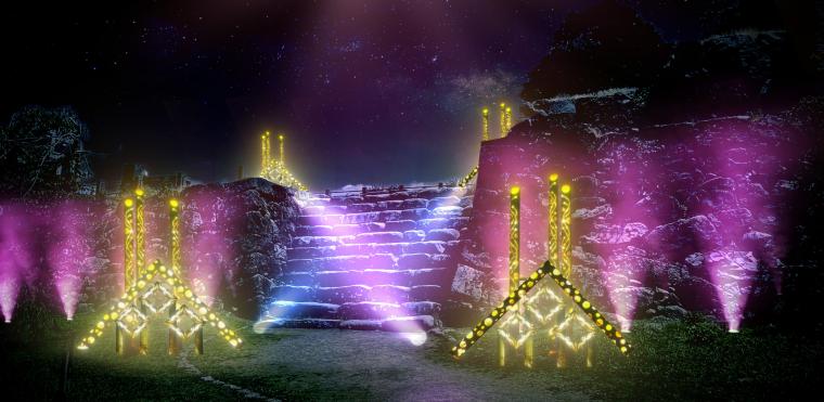 福岡イルミイベント「光のナイトウォークin福岡城・鴻臚館 -竹花玄夜と舞-」開催！