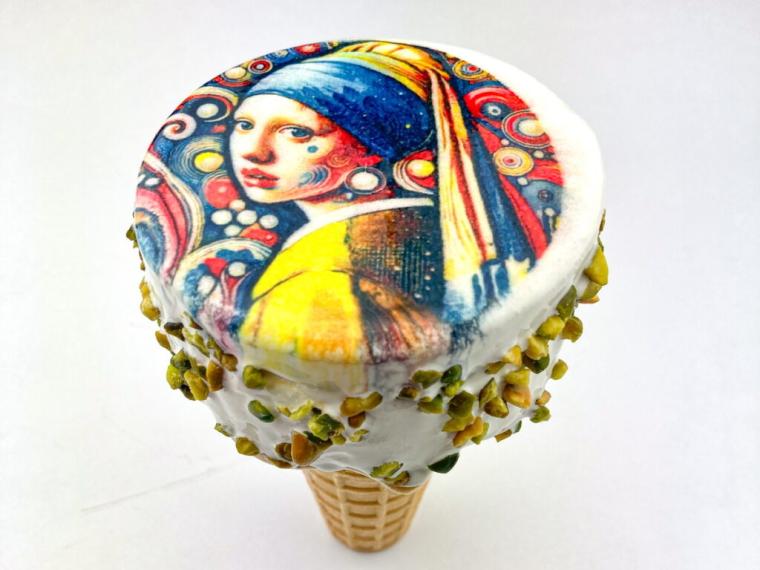 新・鳥取県立美術館の誕生に合わせたメニュー 世界初！？絵画が描かれたアートなソフトクリーム