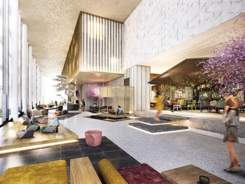 「なんばパークス」の2階デッキと連結したメインロビー