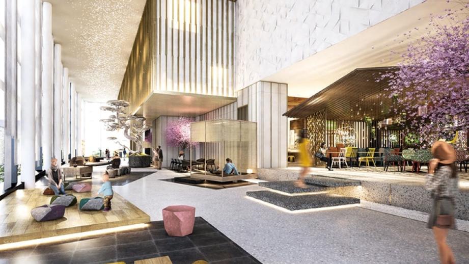 「なんばパークス」の2階デッキと連結したメインロビー