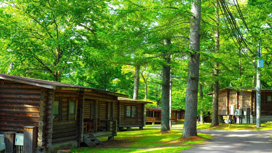 「軽井沢蒸留香房」と「美容ヘルス体験 Woodland Village」のコテージ