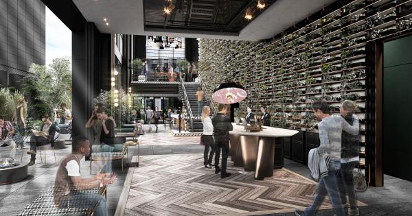 ロビーは開放感に溢れ、洗練された空間