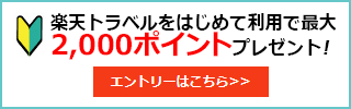 楽天トラベルをはじめて利用で最大2,000ポイントプレゼント！