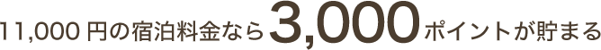 11,000円の宿泊料金なら3,000ポイントが貯まる 